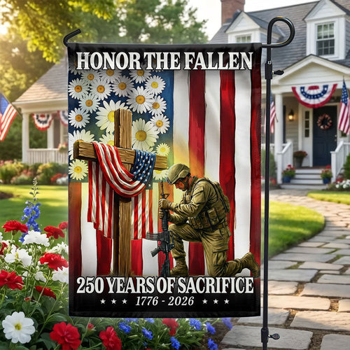 US Veteran Honor The Fallen Flag 250 Years Of Sacrifice 1776 2026 Merch Patriotic Decor