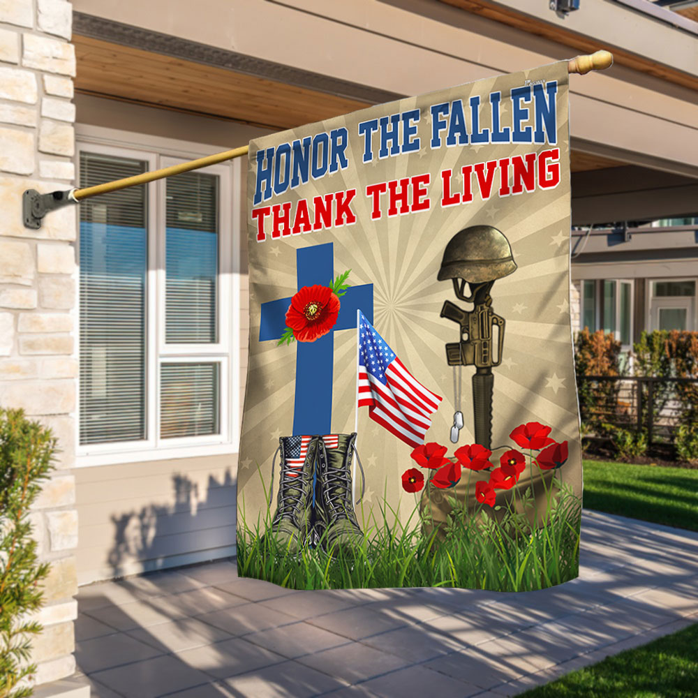 US Veteran Honor The Fallen Thank The Living Flag Independence Day Merch Patriotic Decor