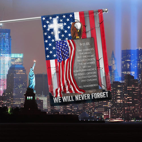 We Will Never Forget 911 Flag American Flag Cross Eagle Memorial Day Decor Gift For Dad