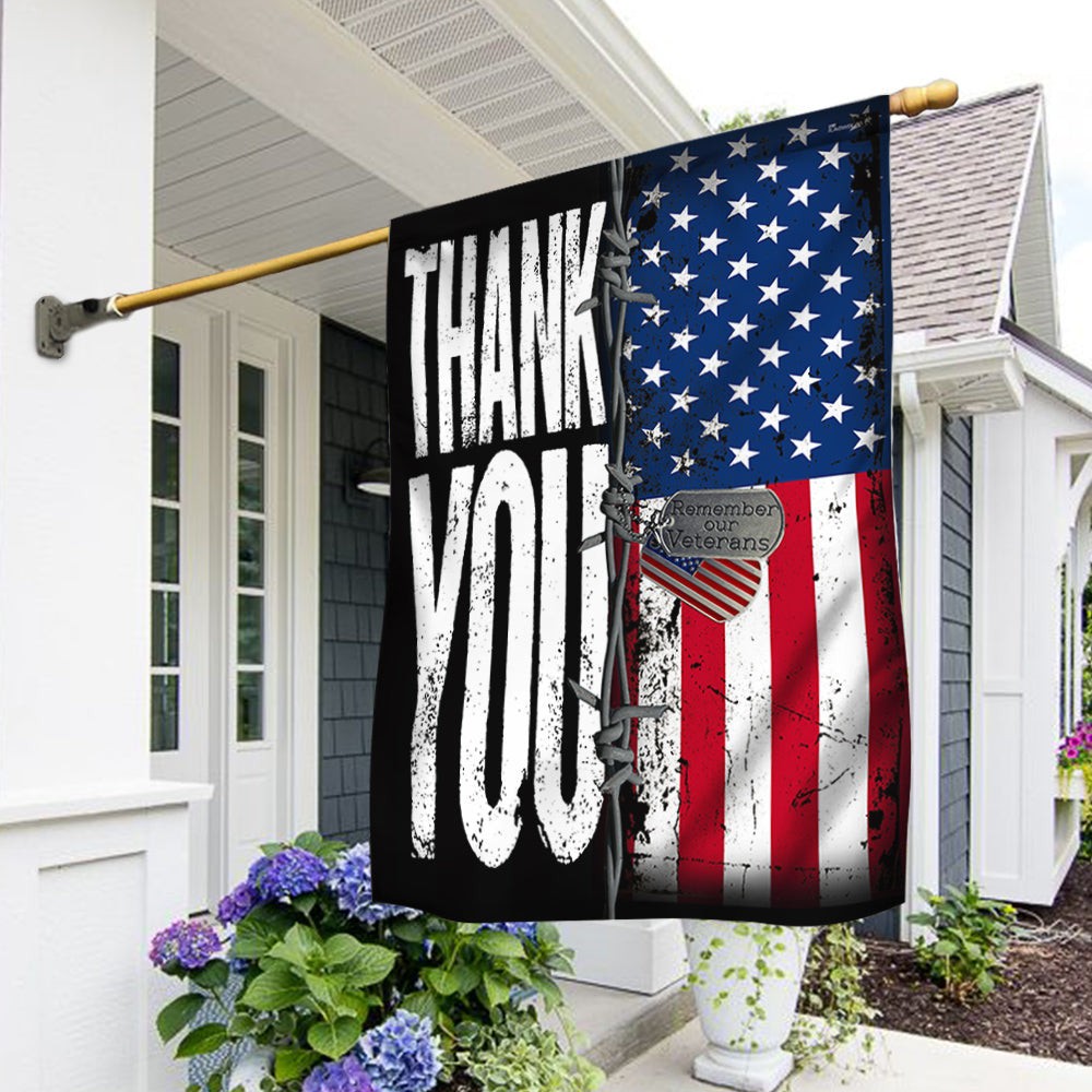 US Military Remember Our Veterans Thank You Flag Independence Day Merch 4Th Of July Decor