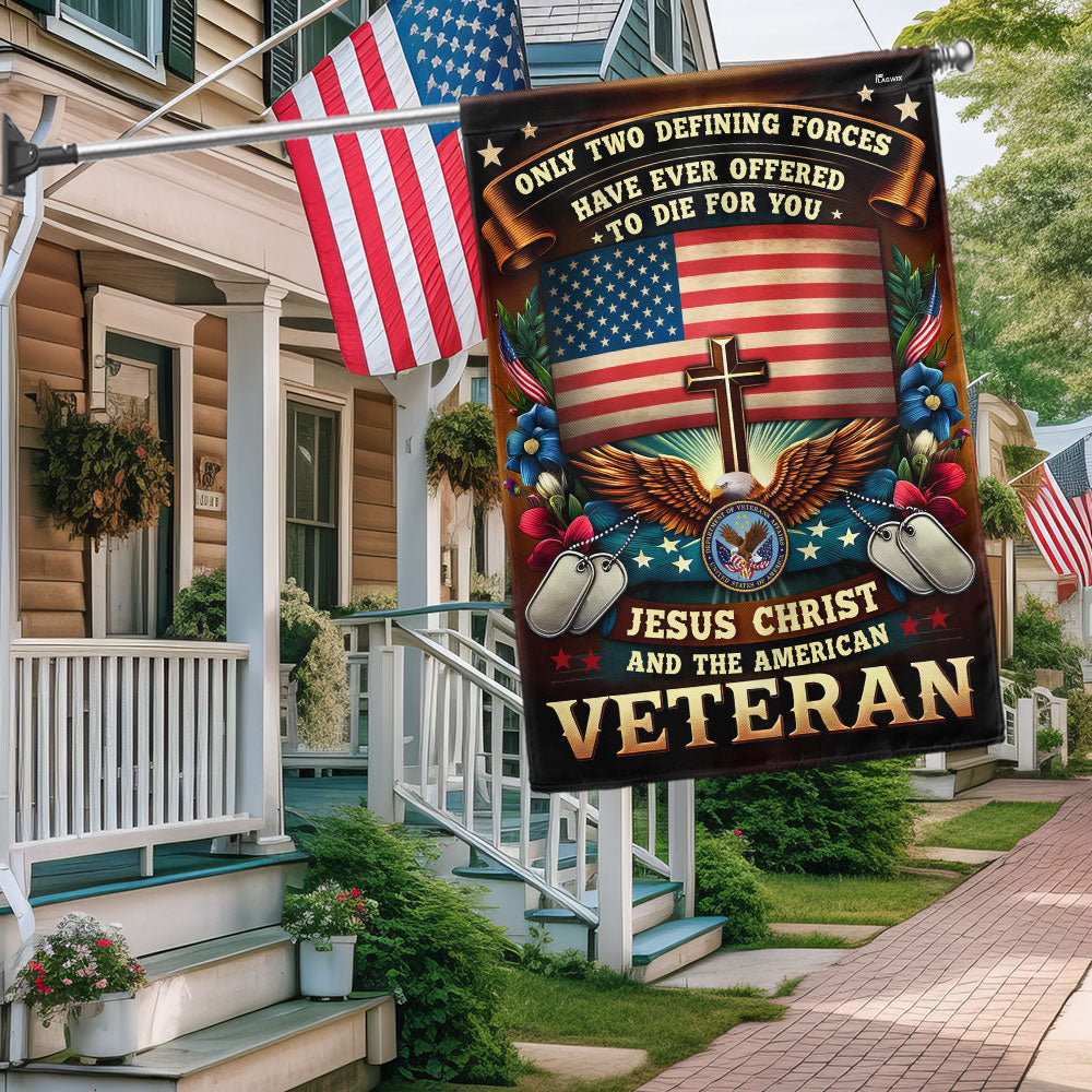US Veteran Jesus Christ And The American Veteran Flag Veteran Day Merch Patriotic Decor