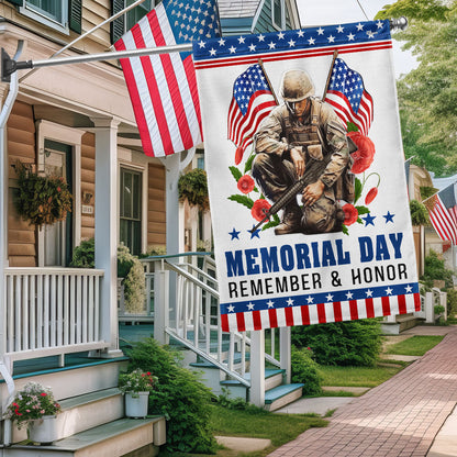 US Veteran Memorial Day Remember And Honor Flag  Poppy USA Flag Merch Patriotic Decor