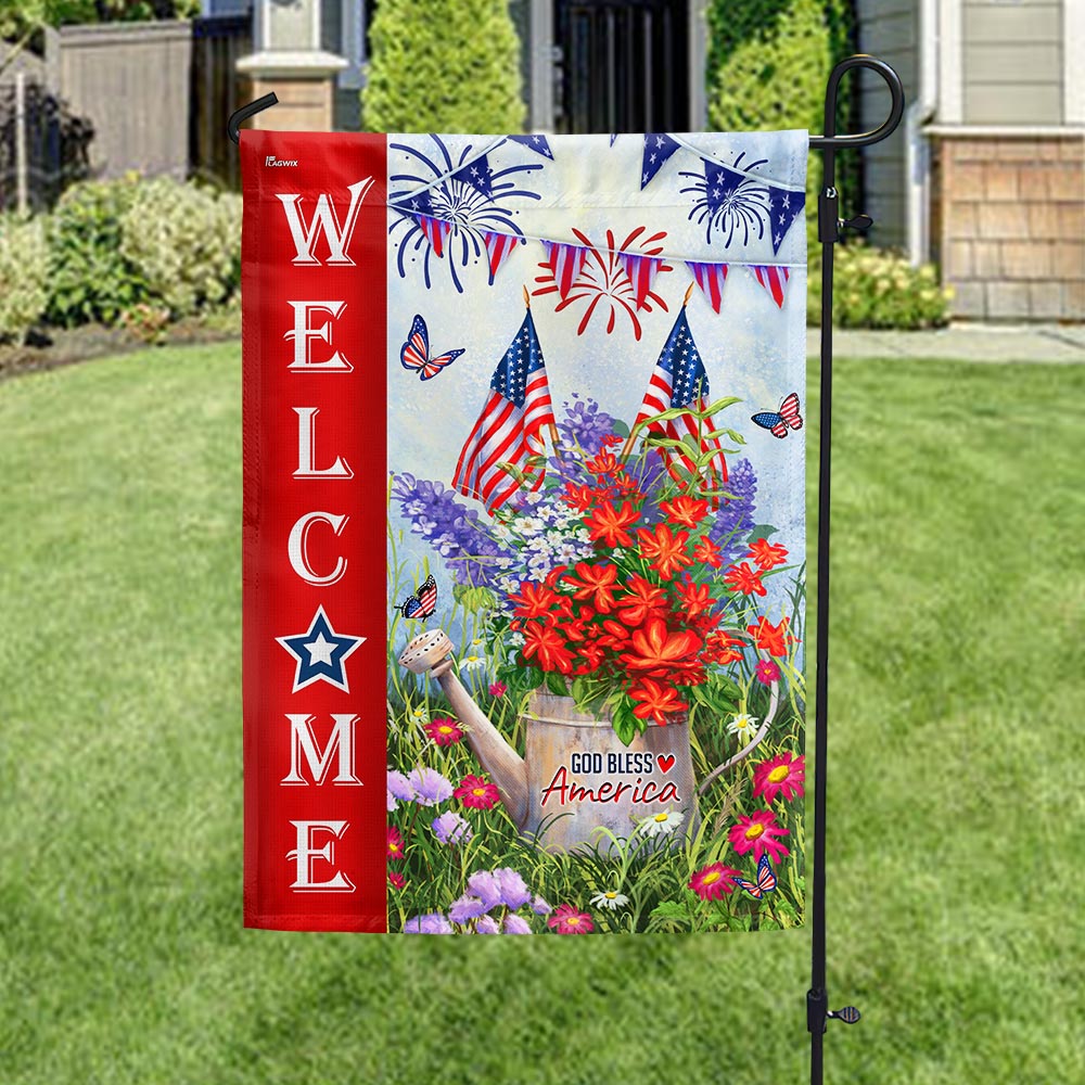 Welcome Flag God Bless America 1776 2026 Outdoor Decor Unique Gift Ideas For Men