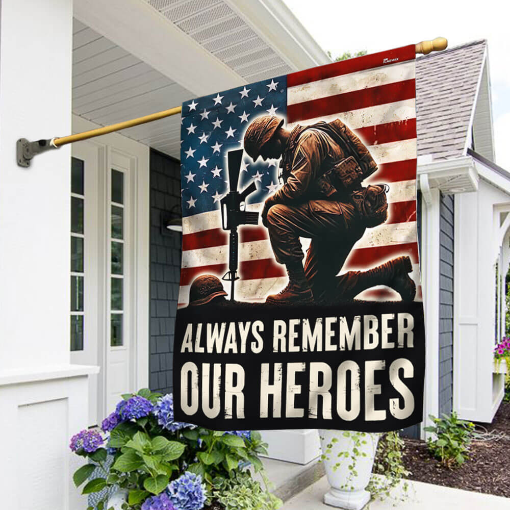 US Veteran Always Remember Our Heroes Flag Memorial Day Merch Patriotic Decor