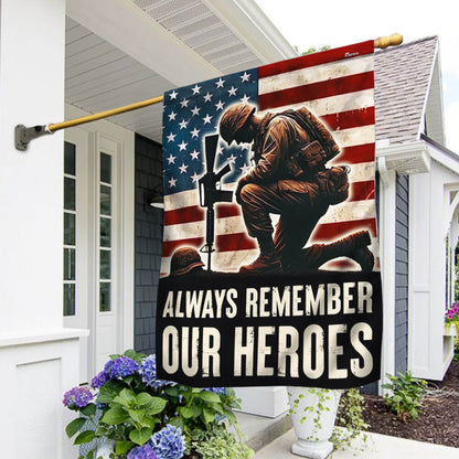 US Veteran Always Remember Our Heroes Flag Memorial Day Merch Patriotic Decor