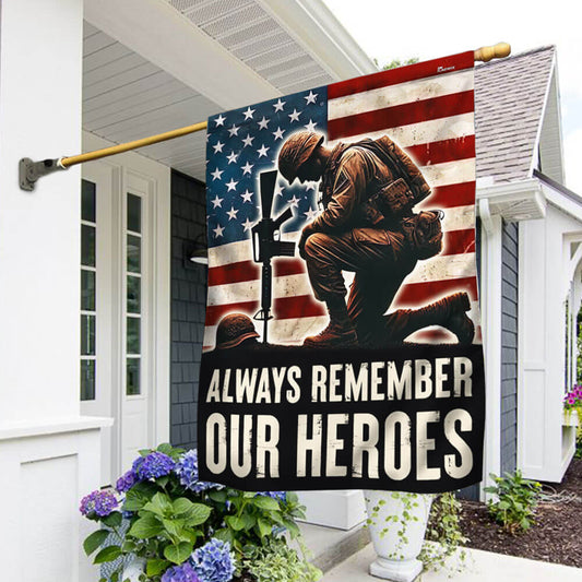 US Veteran Always Remember Our Heroes Flag Memorial Day Merch Patriotic Decor