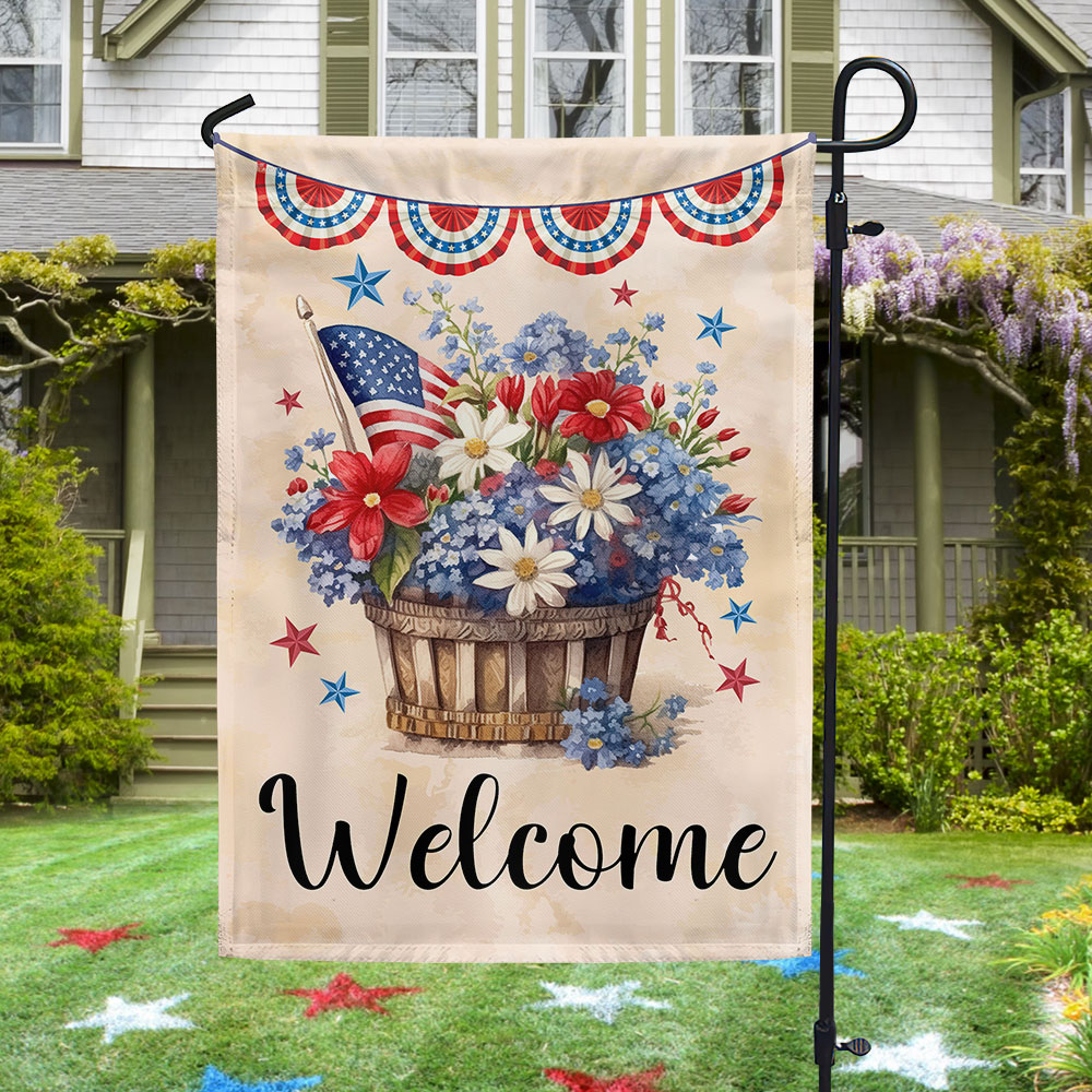 Welcome Flag Happy 4th Of July Flowers Flag Outdoor Decor Unique Gift Ideas For Mom