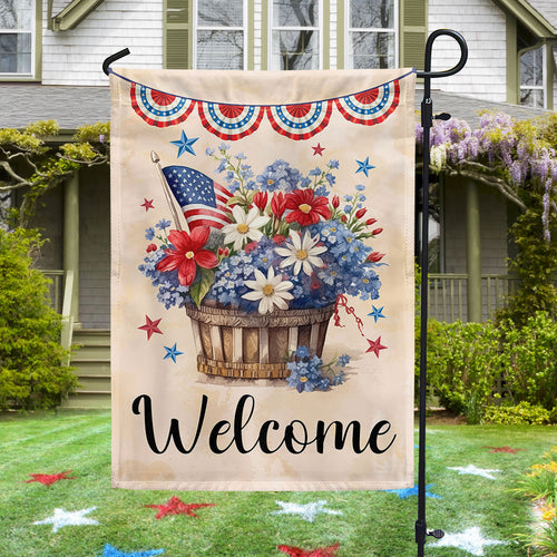 Welcome Flag Happy 4th Of July Flowers Flag Outdoor Decor Unique Gift Ideas For Mom