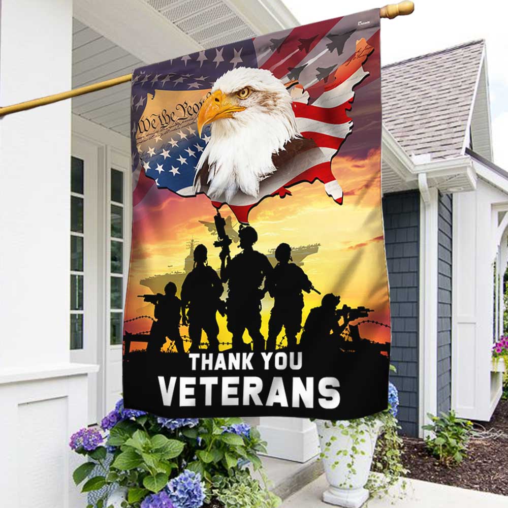 US Military Thank You Veterans Flag 4Th Of July Merch Independence Day Decor