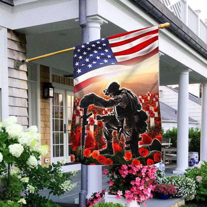 US Veteran Memorial Day Remember And Honor Flag  Military Soldier Poppy Flag Merch Outdoor Decor