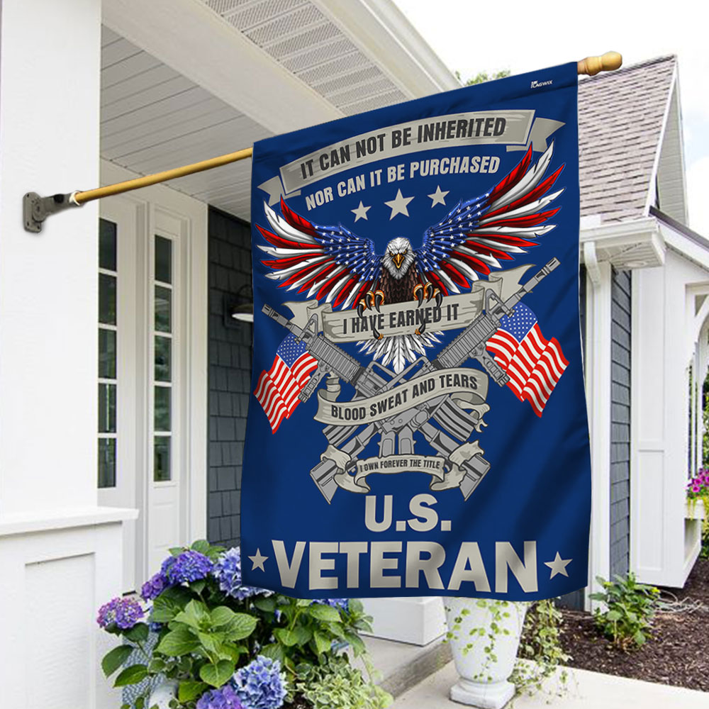 US Veteran Blood Sweat And Tears I Own Forever The Title Flag 4Th Of July Merch Patriotic Decor