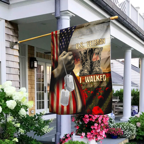 US Veteran Flag I Walked The Walk Patriotic Veterans Day Flag Gift For Sister