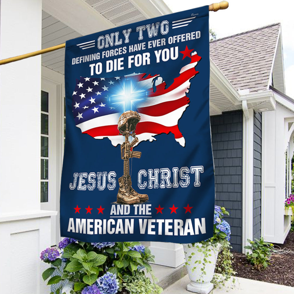 US Veteran Jesus Christ And The American Veteran Flag Patriotic Veteran Day Merch Outdoor Decor