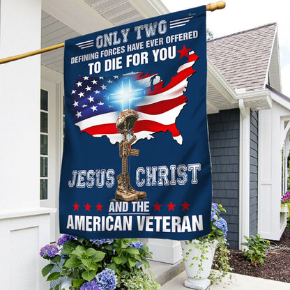 US Veteran Jesus Christ And The American Veteran Flag Patriotic Veteran Day Merch Outdoor Decor