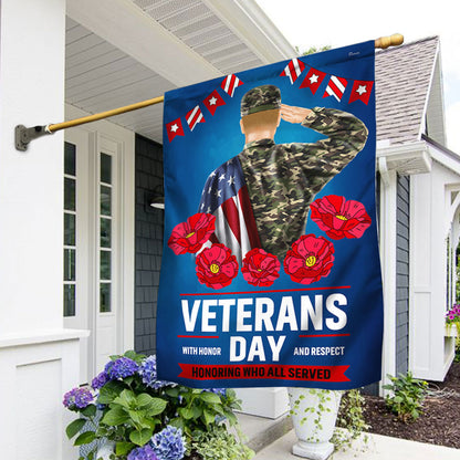 US Military Veterans Day With Honor And Respect Flag Veterans Day Merch 4Th Of July Decor