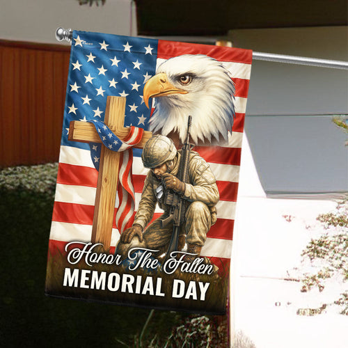 US Veteran Honor The Fallen Flag USA Flag Eagle Memorial Day Merch Patriotic Decor