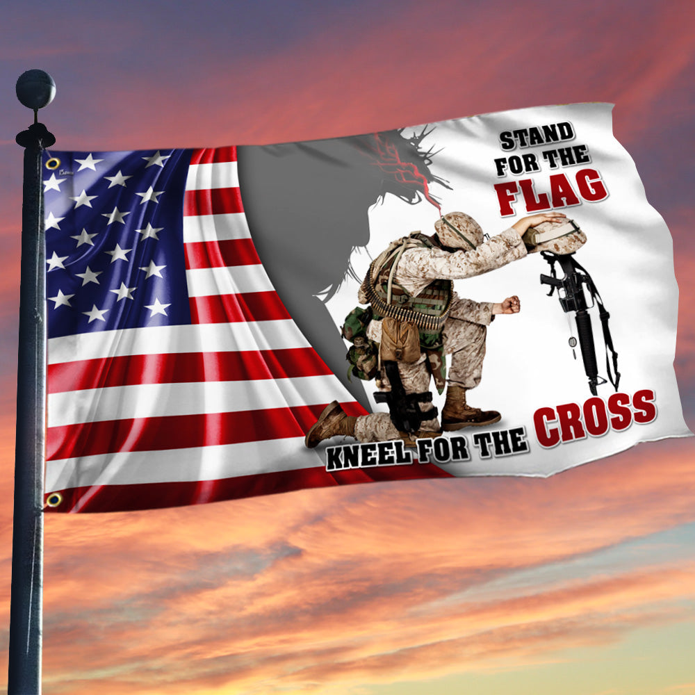 US Veterans Stand For The Flag Kneel For The Cross  Flag Veterans Day Merch Patriotic Decor