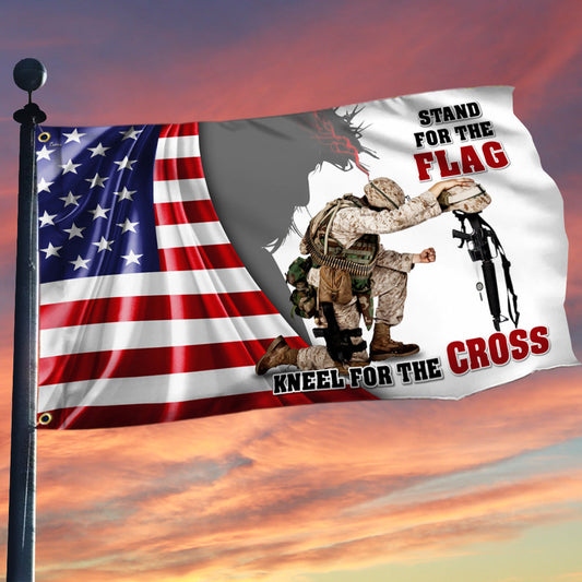 US Veterans Stand For The Flag Kneel For The Cross  Flag Veterans Day Merch Patriotic Decor