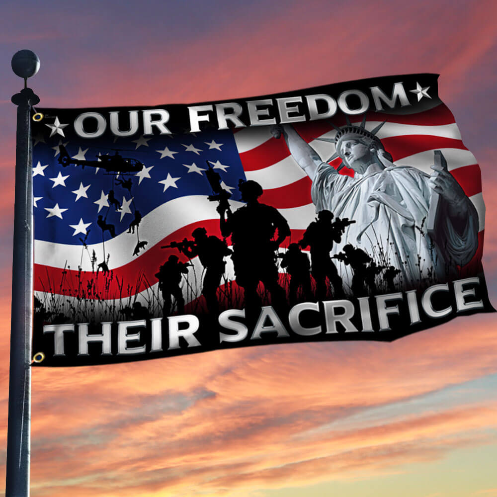 US Veteran Our Freedom Their Sacrifice Flag Memorial Day Merch Patriotic Decor