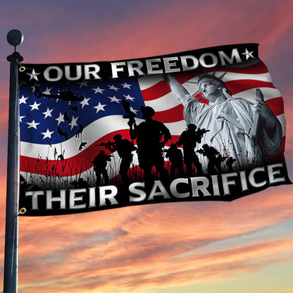 US Veteran Our Freedom Their Sacrifice Flag Memorial Day Merch Patriotic Decor
