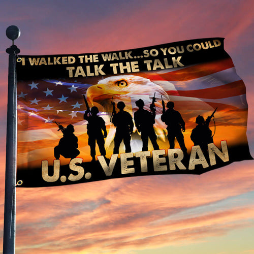 US Veteran Flag I Walked The Walk So You Could Talk The Talk Flag Gift For Brothers
