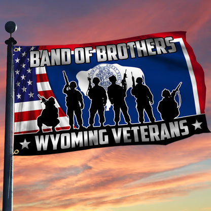 US Veteran Band Of Brothers Wyoming Veterans Flag Veterans Day Merch Patriotic Decor
