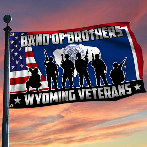 US Veteran Band Of Brothers Wyoming Veterans Flag Veterans Day Merch Patriotic Decor