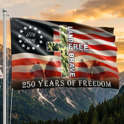 US Veteran 250 Years Of Freedom Flag Land Of Free Veterans Flag Merch Patriotic Decor