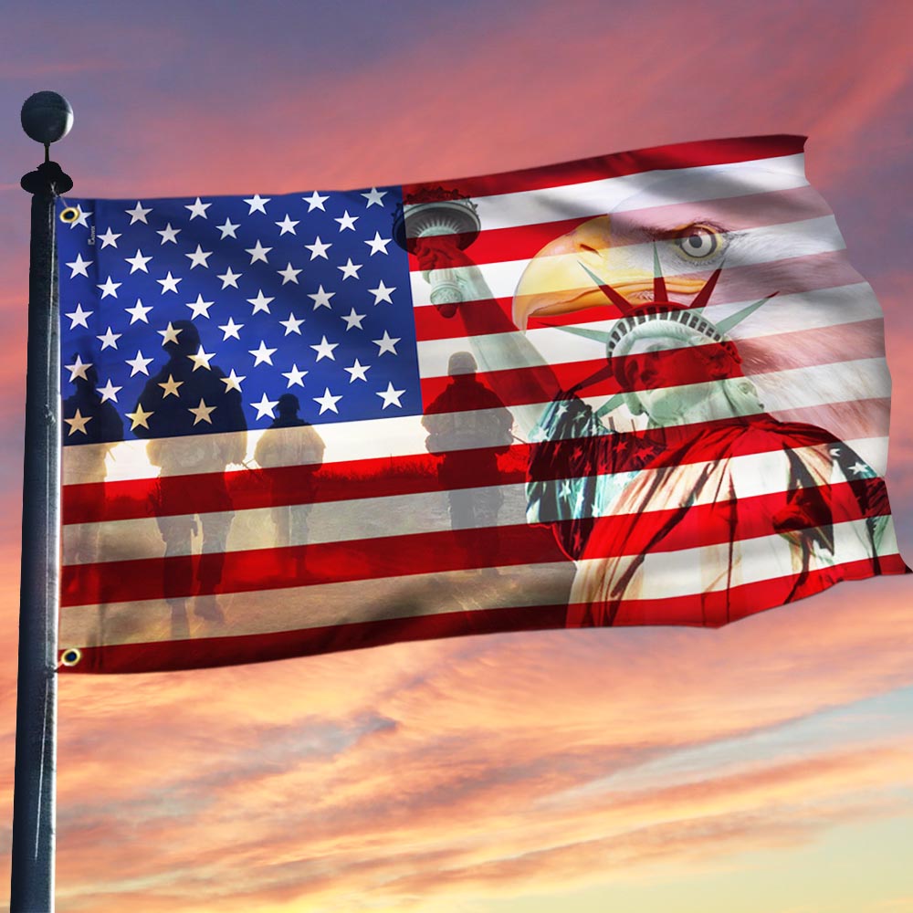 US Military American Flag Military Soldier Liberty Memorial Day Merch Patriotic Decor