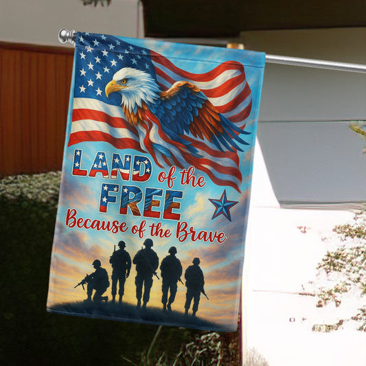 US Veterans Land Of The Free Because Of The Brave Flag Independence Day Merch Patriotic Decor