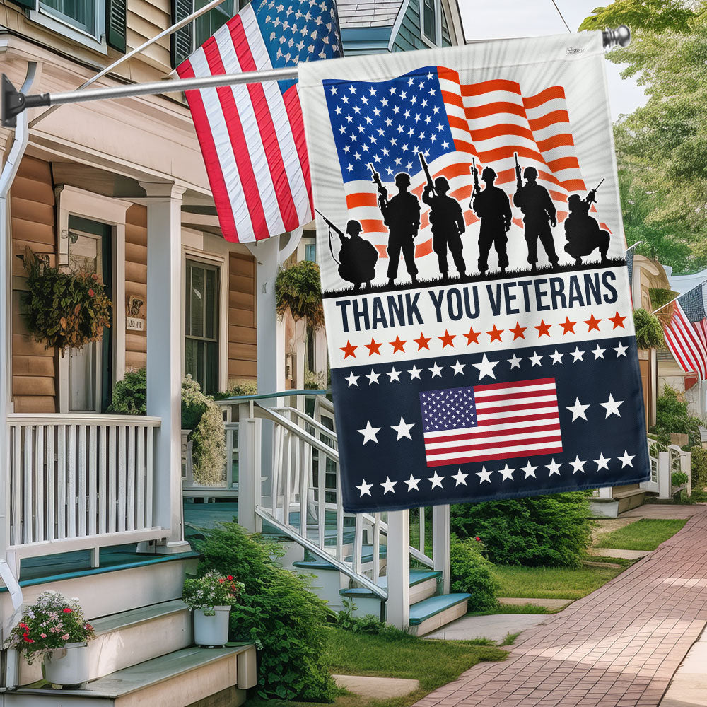 US Thank You Veterans American Flag Veterans Day Flag 4Th Of July Decor