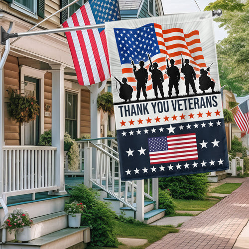 US Thank You Veterans American Flag Veterans Day Flag 4Th Of July Decor