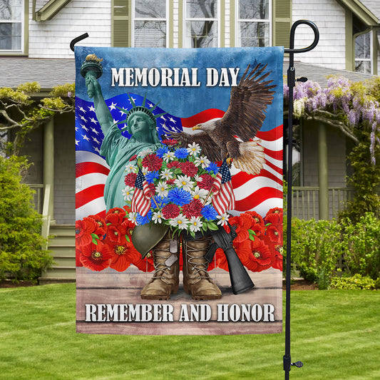US Memorial Day Remember And Honor Flag Patriotic Veteran Boots Flag 4Th Of July Decor
