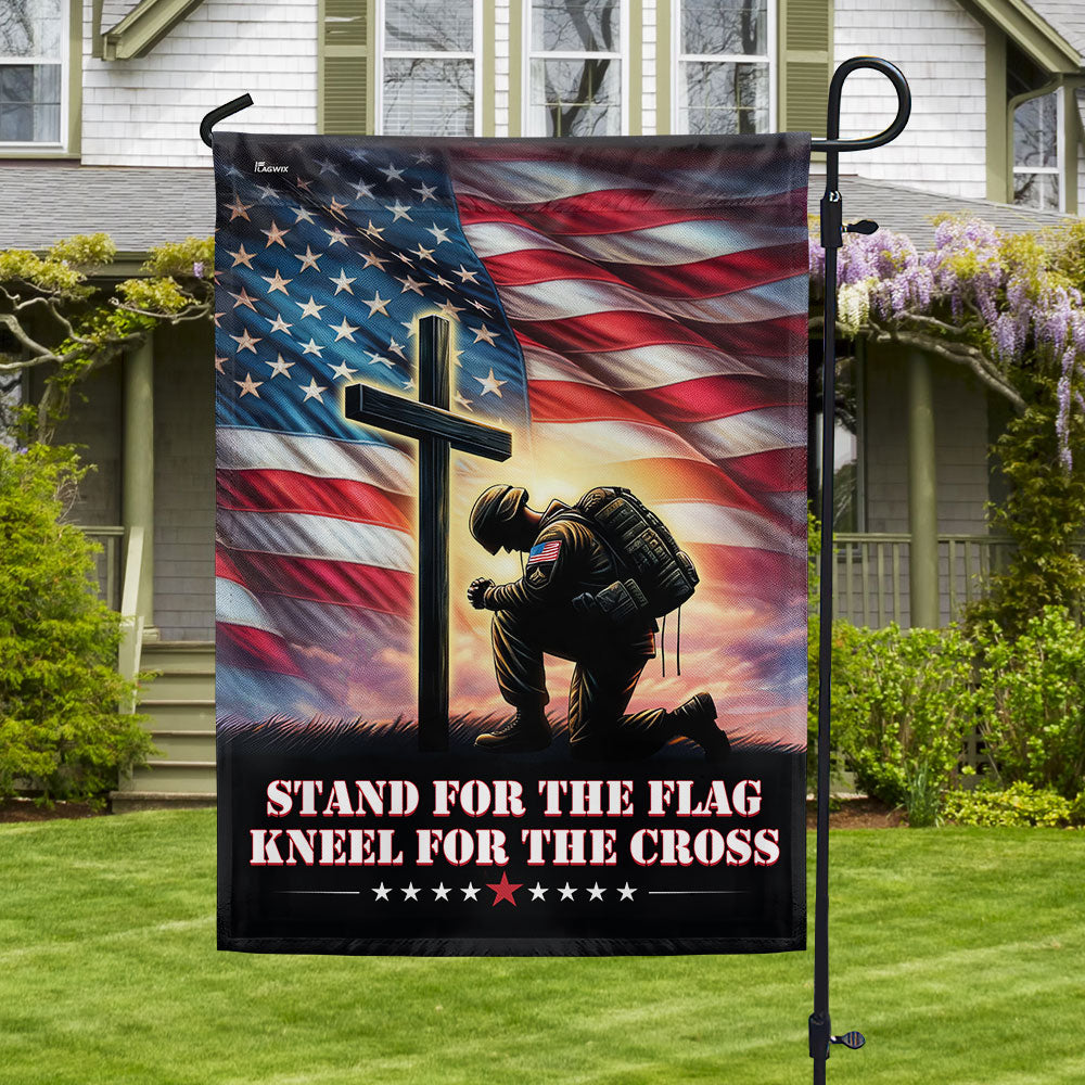 US Veteran Stand For The Flag Kneel For The Cross Flag Veterans Day Decor Gift Ideas