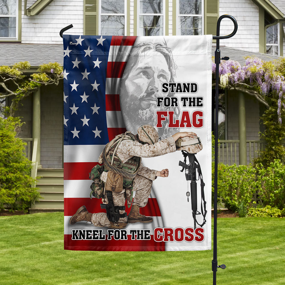 Veterans Day Jesus Christ Kneeling For The Cross Flag Honoring Fallen Soldiers Flag Gift For Him