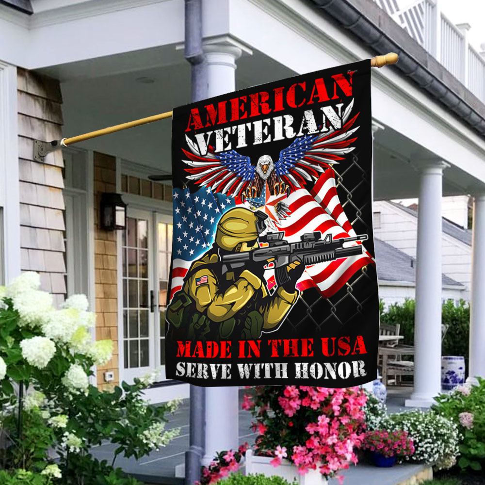 US Veterans American Veteran Flag Memorial Made In The USA Merch 4Th Of July Decor