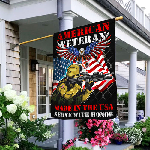 US Veterans American Veteran Flag Memorial Made In The USA Merch 4Th Of July Decor