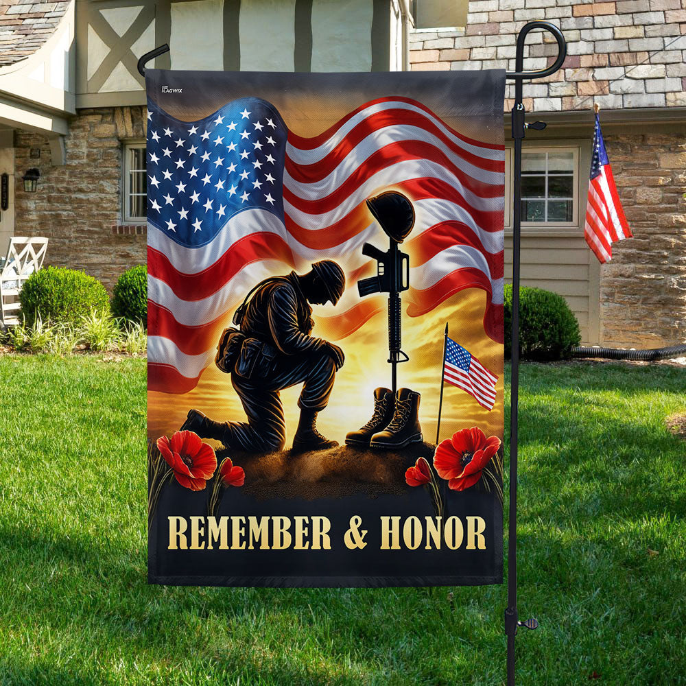 Veterans Day Flag Memorial Day Remember Honor Kneeling Soldier American Flag Gifts For Men