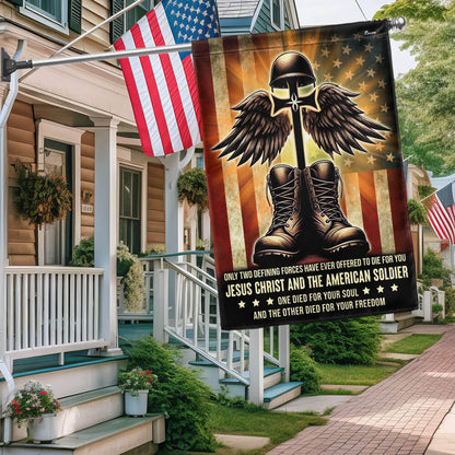 US Veterans Honor Jesus Christ And Our Fallen US Soldier Flag 4Th Of July Merch Patriotic Decor