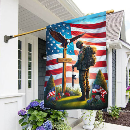 US Veterans Standing For The Flag Kneel For The Cross Eagle Flag Veterans Memorial Day Decor