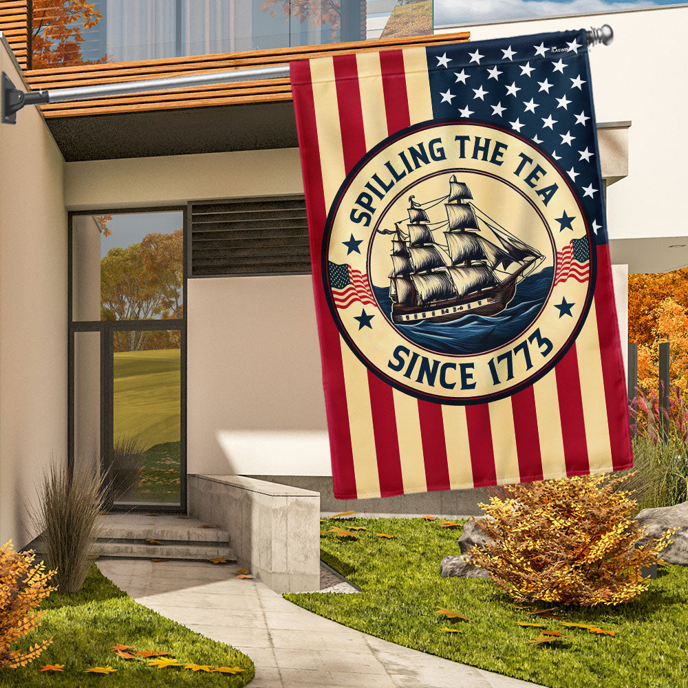 US Military Spilling The Tea Since 1773 Flag Independence Day Merch 4Th Of July Decor
