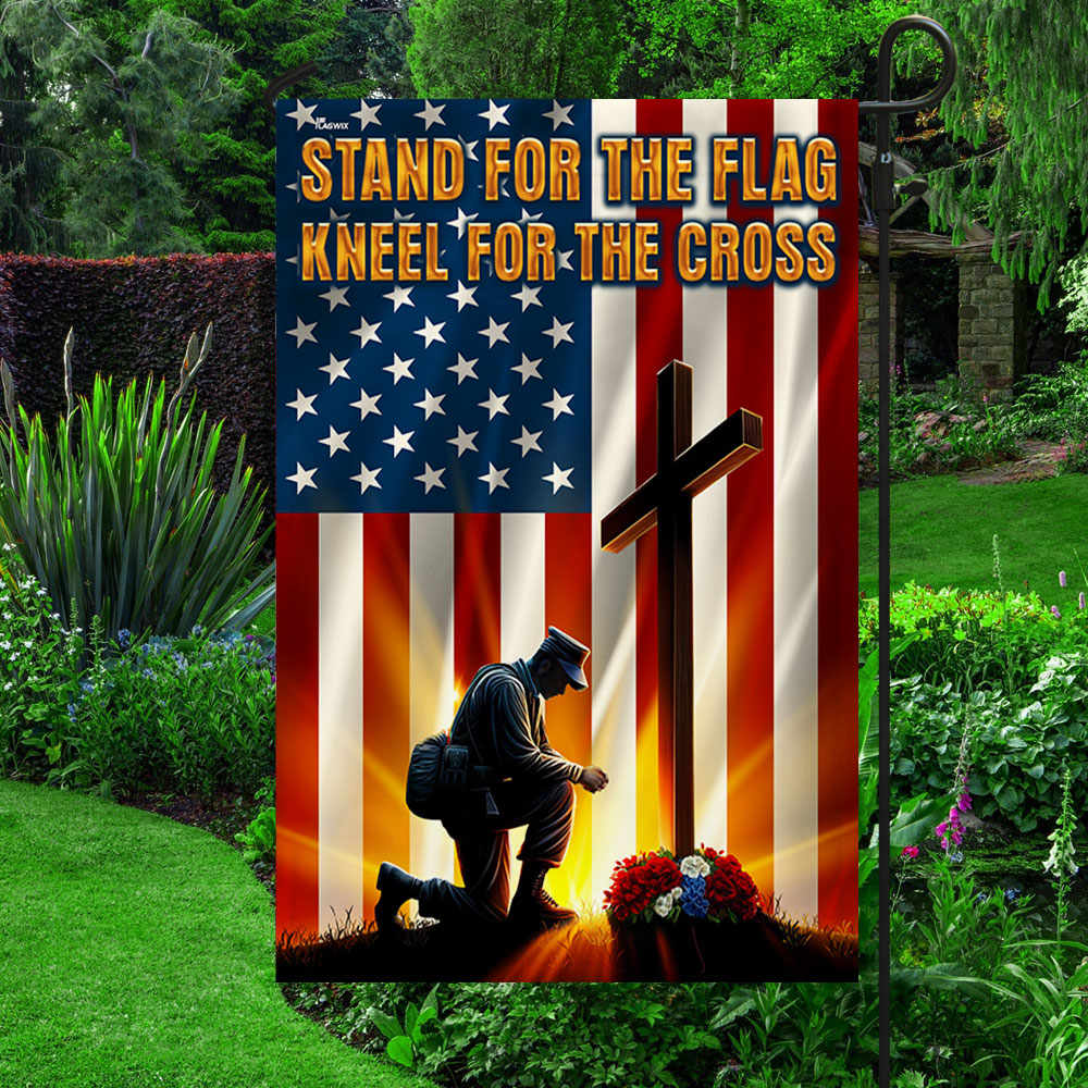 US Veteran Stand For The Flag Kneel For The Cross Flag USA Flag Veterans Day Decor Gift Ideas