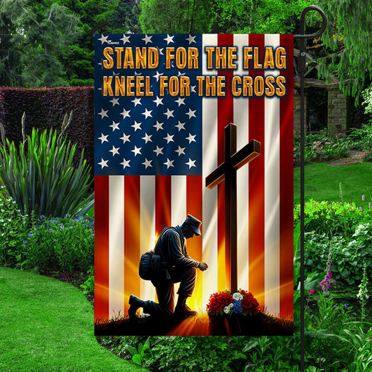 US Veteran Stand For The Flag Kneel For The Cross Flag USA Flag Veterans Day Decor Gift Ideas