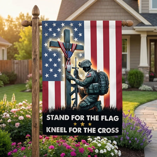 US Veteran Stand For The Flag Kneel For The Cross Flag 250 Years Of America Decor Gift for Dad