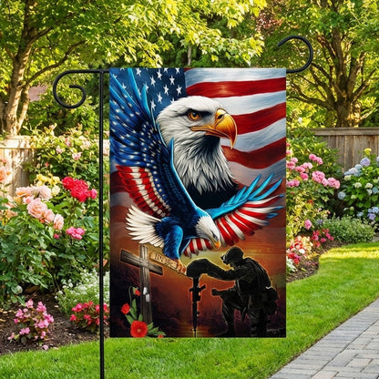 Veterans Day Flag Kneeling Soldier Christian Cross We The People Flag Gift For Father