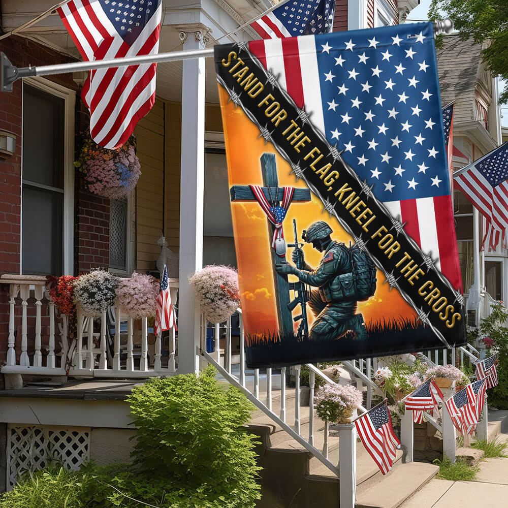 US Veteran Stand For The Flag Kneel For The Cross Flag 4Th Of July Merch Patriotic Gifts