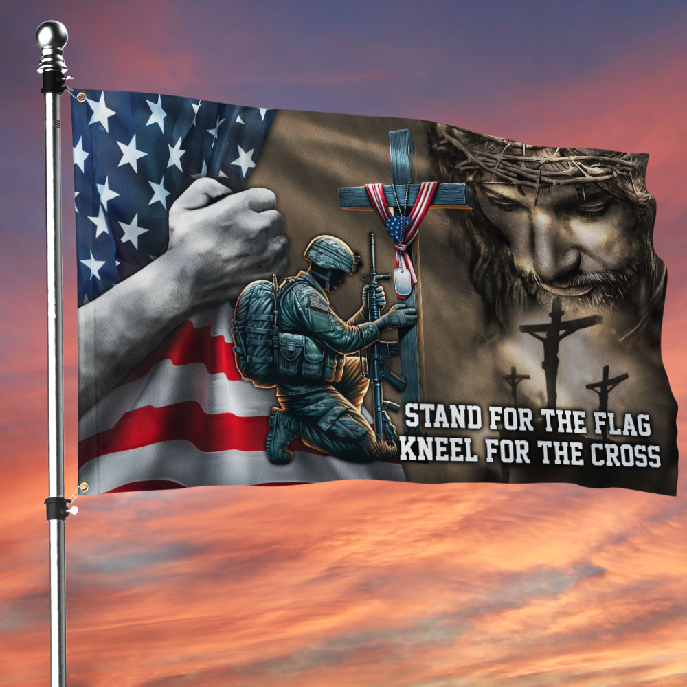 US Veteran Stand For The Flag Kneel For The Cross Flag 250 Years Of USA Decor Gift For Him