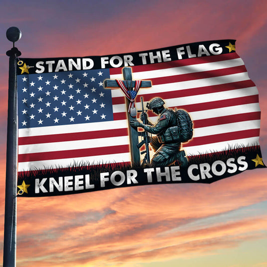 US Veteran Stand For The Flag Kneel For The Cross Flag Veteran Memorial Day Decor