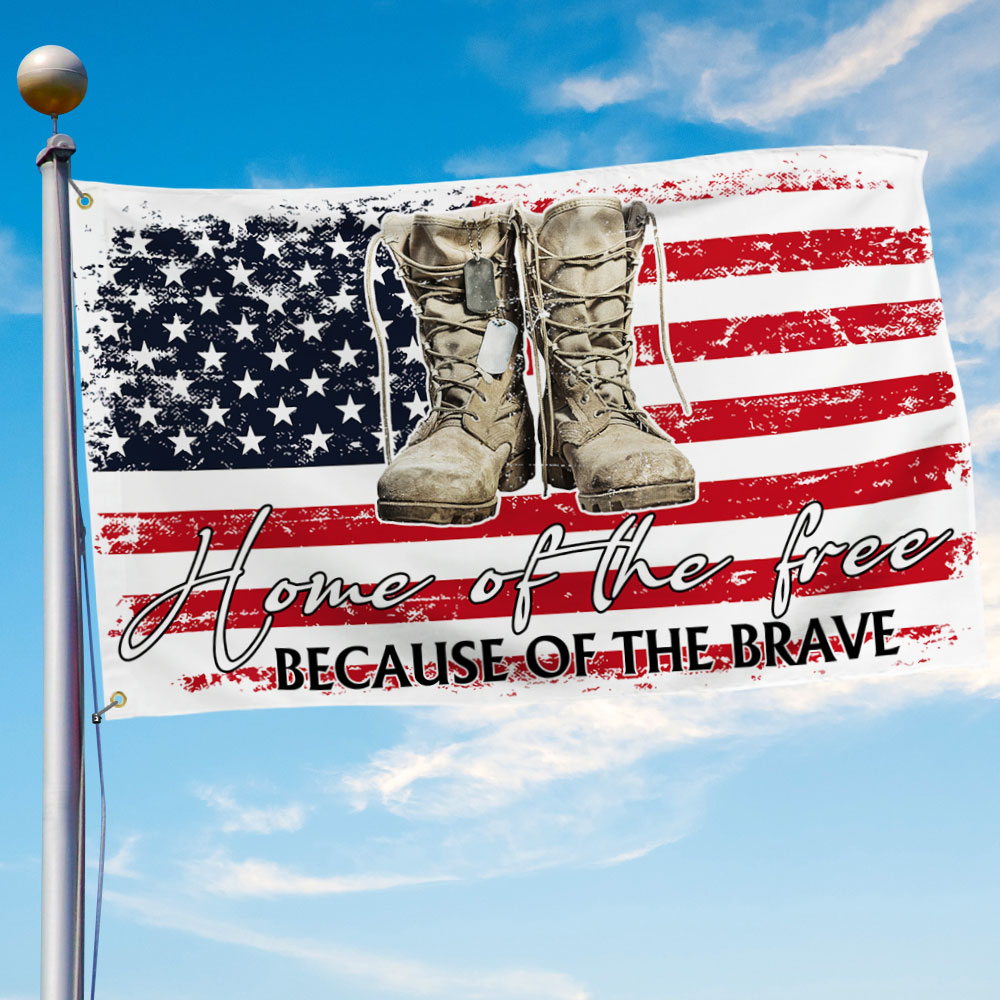 US Veterans Home Of The Free Because Of The Brave Flag 4Th Of July Merch Patriotic Decor