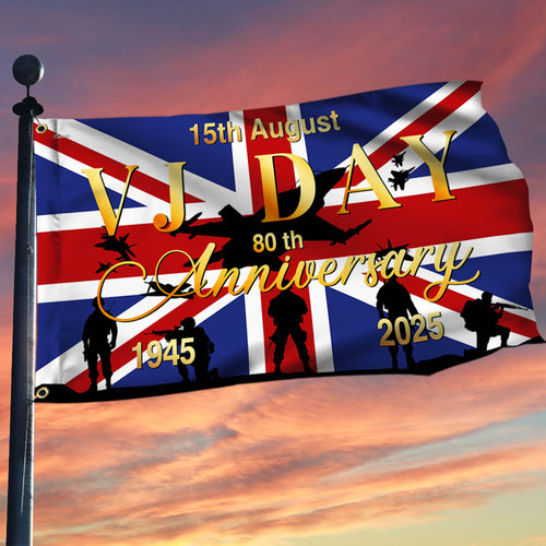 US Veterans VJ Day 15th August 80th Anniversary Flag Union Jack Grommet Flag Independence Decor